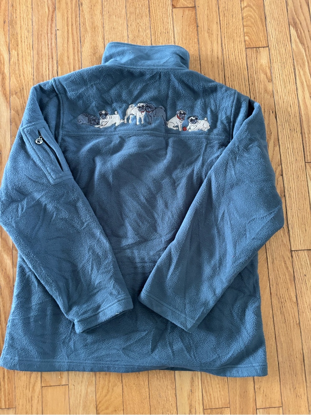Vintage Danbury Mint Pug Fleece Full zip jacket with embroidered pugs size M